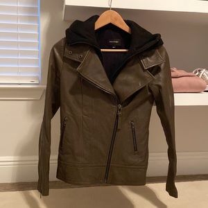Mackage Leather Motorcycle Jacket with Detachable Hood